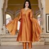 Pastel Orange Vichitra Anarkali Suit Set  