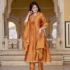 Pastel Orange Vichitra Anarkali Suit Set  