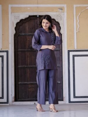 Smokey Grey Coord Set In Vatican Fabric