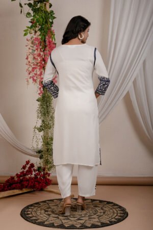 Pearl Mist Cotton Chikankari Embroidery Kurta Set.