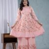 Pink Rose Cotton Floral Sharara Set  