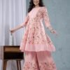 Pink Rose Cotton Floral Sharara Set  