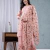 Pink Rose Cotton Floral Sharara Set  