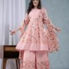 Pink Rose Cotton Floral Sharara Set  