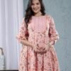 Pink Rose Cotton Floral Sharara Set  