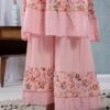 Pink Rose Cotton Floral Sharara Set  