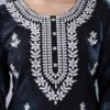 Black Rayon tie dye Chikankari Thread work Embroidery kurta  