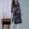 Navy Blue Digital Print Straight Kurta  