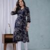 Navy Blue Digital Print Straight Kurta  