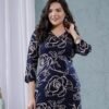 Navy Blue Digital Print Straight Kurta  