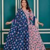 Indigo and Nobel White Dual Shade Anarkali Suit  