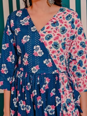 Indigo and Nobel White Dual Shade Anarkali Suit