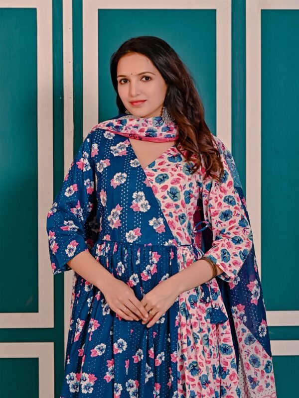 Indigo and Nobel White Dual Shade Anarkali Suit  