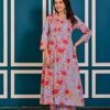 Lavender Blue Cotton Floral Printed Kurta Set  