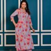 Lavender Blue Cotton Floral Printed Kurta Set  