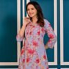 Lavender Blue Cotton Floral Printed Kurta Set  