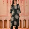 Black Vertican Printed Suit Set | Ethnic Wear for Women  
