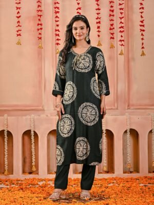 Black Vertican Printed Suit Set | Ethnic Wear for Women   Black Vertican Printed Suit Set | Ethnic Wear for Women