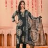 Black Vertican Printed Suit Set | Ethnic Wear for Women  