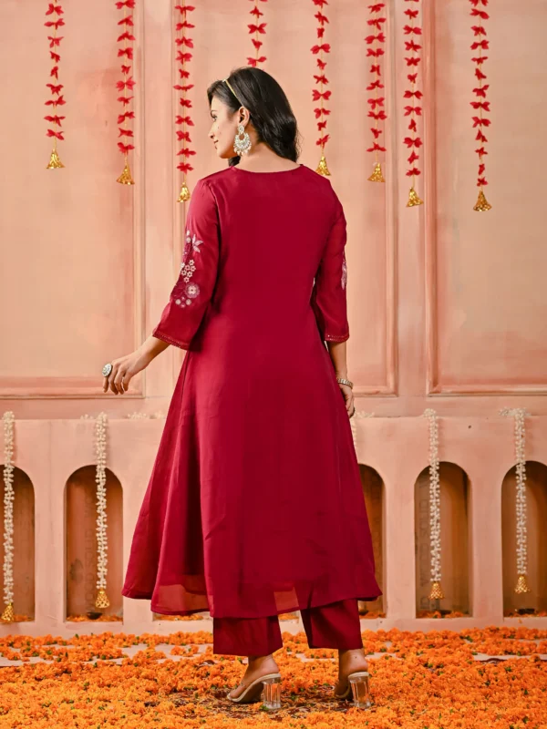 Red Mul Chanderi Embroidered Suit Set Embroidered Kurta, Mul Chanderi, Party Look, Red Suit, Traditional Wear 