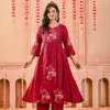 Red Mul Chanderi Embroidered Suit Set Embroidered Kurta, Mul Chanderi, Party Look, Red Suit, Traditional Wear 