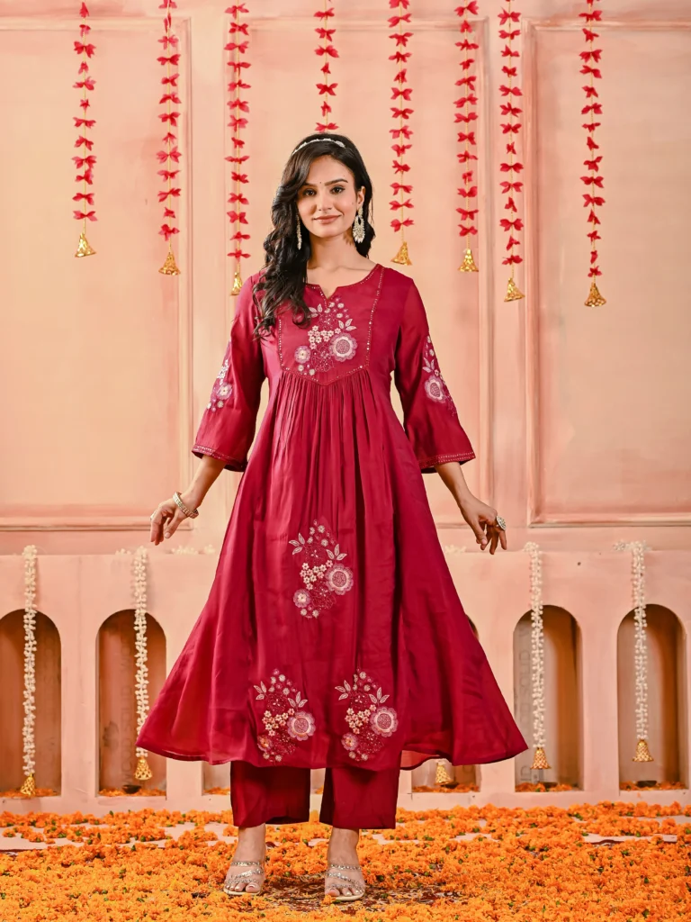 Red Mul Chanderi Embroidered Suit Set Embroidered Kurta, Mul Chanderi, Party Look, Red Suit, Traditional Wear 