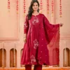Red Mul Chanderi Embroidered Suit Set Embroidered Kurta, Mul Chanderi, Party Look, Red Suit, Traditional Wear 