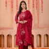 Red Mul Chanderi Embroidered Suit Set Embroidered Kurta, Mul Chanderi, Party Look, Red Suit, Traditional Wear 
