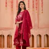 Red Mul Chanderi Embroidered Suit Set Embroidered Kurta, Mul Chanderi, Party Look, Red Suit, Traditional Wear 