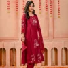Red Mul Chanderi Embroidered Suit Set Embroidered Kurta, Mul Chanderi, Party Look, Red Suit, Traditional Wear 