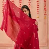 Red Mul Chanderi Embroidered Suit Set Embroidered Kurta, Mul Chanderi, Party Look, Red Suit, Traditional Wear 