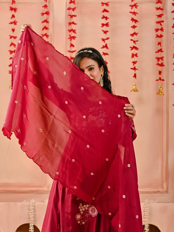Red Mul Chanderi Embroidered Suit Set Embroidered Kurta, Mul Chanderi, Party Look, Red Suit, Traditional Wear 