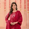 Red Mul Chanderi Embroidered Suit Set Embroidered Kurta, Mul Chanderi, Party Look, Red Suit, Traditional Wear 