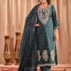 Peacock Teal Hand Embroidery Suit Set - Cotton Fabric  