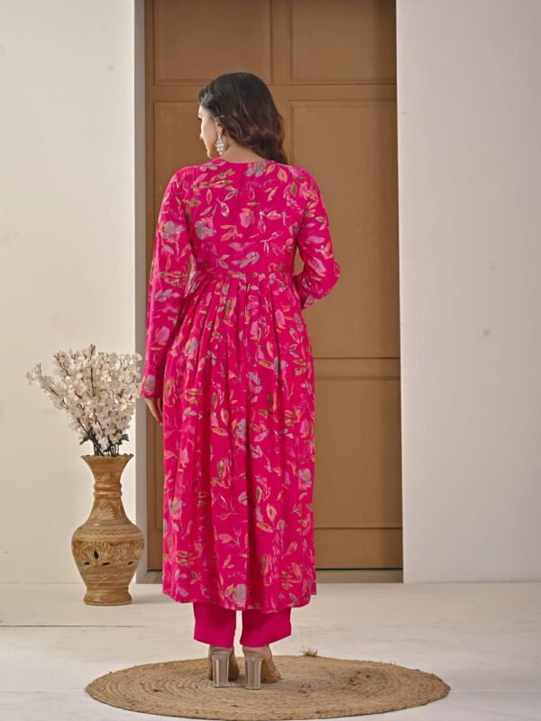 Festive Pink Floral Alia-Cut Suit Set ethnic wear for women, festive ethnic wear, festive suit set, lightweight silk blend suit, silk blend suit set, silk kurta set, women’s silk suit Festive Pink Floral Alia-Cut Suit Set ethnic wear for women, festive ethnic wear, festive suit set, lightweight silk blend suit, silk blend suit set, silk kurta set, women’s silk suit