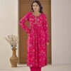 Festive Pink Floral Alia-Cut Suit Set ethnic wear for women, festive ethnic wear, festive suit set, lightweight silk blend suit, silk blend suit set, silk kurta set, women’s silk suit Festive Pink Floral Alia-Cut Suit Set ethnic wear for women, festive ethnic wear, festive suit set, lightweight silk blend suit, silk blend suit set, silk kurta set, women’s silk suit