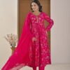 Festive Pink Floral Alia-Cut Suit Set ethnic wear for women, festive ethnic wear, festive suit set, lightweight silk blend suit, silk blend suit set, silk kurta set, women’s silk suit Festive Pink Floral Alia-Cut Suit Set ethnic wear for women, festive ethnic wear, festive suit set, lightweight silk blend suit, silk blend suit set, silk kurta set, women’s silk suit