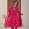 Festive Pink Floral Alia-Cut Suit Set ethnic wear for women, festive ethnic wear, festive suit set, lightweight silk blend suit, silk blend suit set, silk kurta set, women’s silk suit Festive Pink Floral Alia-Cut Suit Set ethnic wear for women, festive ethnic wear, festive suit set, lightweight silk blend suit, silk blend suit set, silk kurta set, women’s silk suit