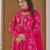 Festive Pink Floral Alia-Cut Suit Set ethnic wear for women, festive ethnic wear, festive suit set, lightweight silk blend suit, silk blend suit set, silk kurta set, women’s silk suit Festive Pink Floral Alia-Cut Suit Set ethnic wear for women, festive ethnic wear, festive suit set, lightweight silk blend suit, silk blend suit set, silk kurta set, women’s silk suit