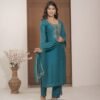 Teal Blue Chinnon Embroidered Kurta Pant Set with Dupatta ethnic wear for women, festive ethnic wear, festive suit set, lightweight silk blend suit, silk blend suit set, silk kurta set, women’s silk suit Teal Blue Chinnon Embroidered Kurta Pant Set with Dupatta ethnic wear for women, festive ethnic wear, festive suit set, lightweight silk blend suit, silk blend suit set, silk kurta set, women’s silk suit
