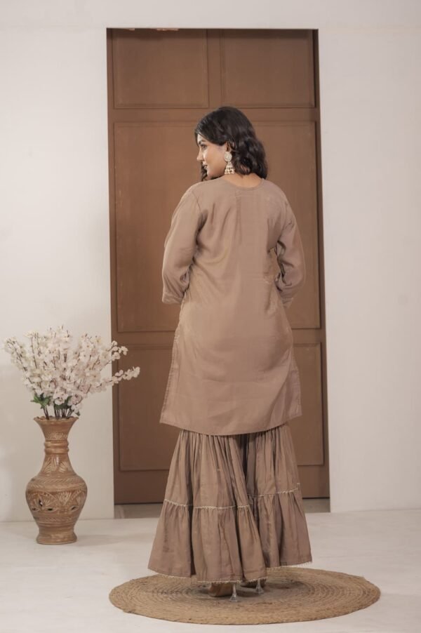 Golden Simar Silk Embroidered Sharara Suit Set ethnic wear for women, festive ethnic wear, festive suit set, lightweight silk blend suit, silk blend suit set, silk kurta set, women’s silk suit Golden Simar Silk Embroidered Sharara Suit Set ethnic wear for women, festive ethnic wear, festive suit set, lightweight silk blend suit, silk blend suit set, silk kurta set, women’s silk suit