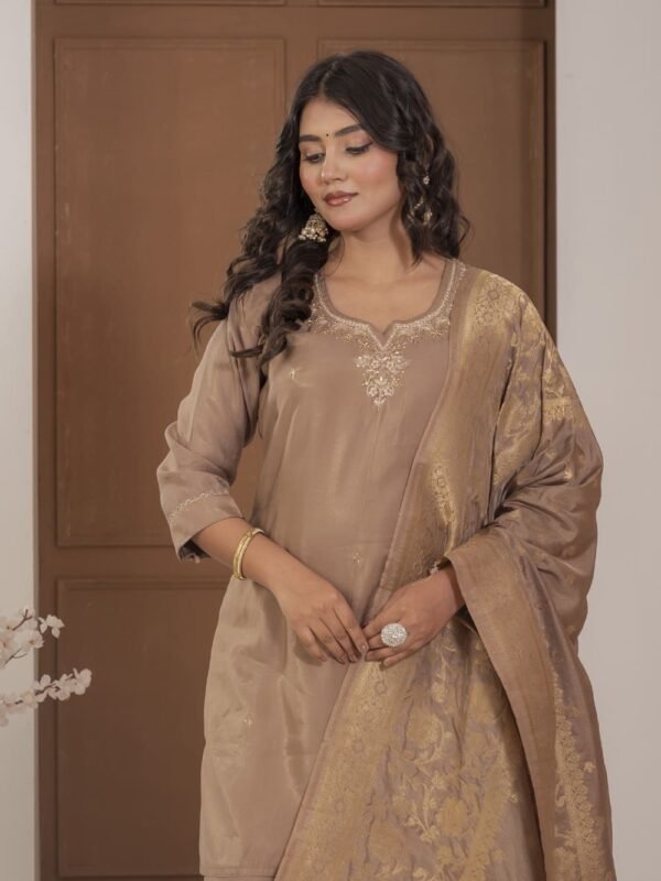 Golden Simar Silk Embroidered Sharara Suit Set ethnic wear for women, festive ethnic wear, festive suit set, lightweight silk blend suit, silk blend suit set, silk kurta set, women’s silk suit Golden Simar Silk Embroidered Sharara Suit Set ethnic wear for women, festive ethnic wear, festive suit set, lightweight silk blend suit, silk blend suit set, silk kurta set, women’s silk suit