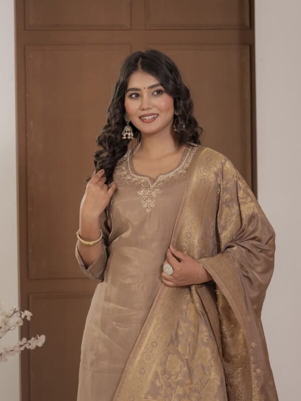 Golden Simar Silk Embroidered Sharara Suit Set ethnic wear for women, festive ethnic wear, festive suit set, lightweight silk blend suit, silk blend suit set, silk kurta set, women’s silk suit Golden Simar Silk Embroidered Sharara Suit Set ethnic wear for women, festive ethnic wear, festive suit set, lightweight silk blend suit, silk blend suit set, silk kurta set, women’s silk suit