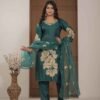 Teal Blossom Mulchanderi Festive Suit Set ethnic wear for women, festive ethnic wear, festive suit set, lightweight silk blend suit, silk blend suit set, silk kurta set, women’s silk suit Teal Blossom Mulchanderi Festive Suit Set ethnic wear for women, festive ethnic wear, festive suit set, lightweight silk blend suit, silk blend suit set, silk kurta set, women’s silk suit