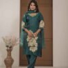 Teal Blossom Mulchanderi Festive Suit Set ethnic wear for women, festive ethnic wear, festive suit set, lightweight silk blend suit, silk blend suit set, silk kurta set, women’s silk suit Teal Blossom Mulchanderi Festive Suit Set ethnic wear for women, festive ethnic wear, festive suit set, lightweight silk blend suit, silk blend suit set, silk kurta set, women’s silk suit