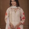 Ivory Cotton Silk Floral Print Suit with Dupatta ethnic wear for women, festive ethnic wear, festive suit set, lightweight silk blend suit, silk blend suit set, silk kurta set, women’s silk suit 