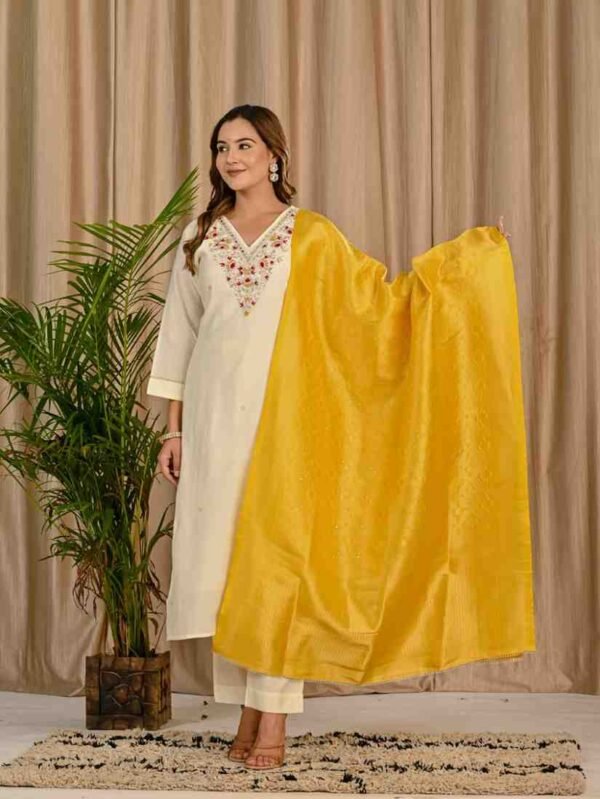 Banarasi Dupatta Suit with Mirror Embroidery ethnic wear for women, festive ethnic wear, festive suit set, lightweight silk blend suit, silk blend suit set, silk kurta set, women’s silk suit Banarasi Dupatta Suit with Mirror Embroidery ethnic wear for women, festive ethnic wear, festive suit set, lightweight silk blend suit, silk blend suit set, silk kurta set, women’s silk suit