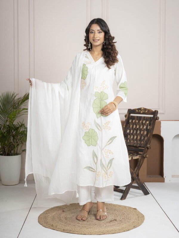 Noor White Hand-Embroidered Suit Set ethnic wear for women, festive ethnic wear, festive suit set, lightweight silk blend suit, silk blend suit set, silk kurta set, women’s silk suit Noor White Hand-Embroidered Suit Set ethnic wear for women, festive ethnic wear, festive suit set, lightweight silk blend suit, silk blend suit set, silk kurta set, women’s silk suit