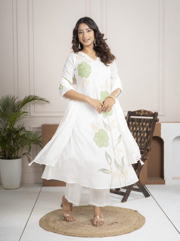 Noor White Hand-Embroidered Suit Set ethnic wear for women, festive ethnic wear, festive suit set, lightweight silk blend suit, silk blend suit set, silk kurta set, women’s silk suit Noor White Hand-Embroidered Suit Set ethnic wear for women, festive ethnic wear, festive suit set, lightweight silk blend suit, silk blend suit set, silk kurta set, women’s silk suit