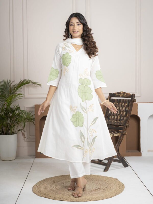 Noor White Hand-Embroidered Suit Set ethnic wear for women, festive ethnic wear, festive suit set, lightweight silk blend suit, silk blend suit set, silk kurta set, women’s silk suit Noor White Hand-Embroidered Suit Set ethnic wear for women, festive ethnic wear, festive suit set, lightweight silk blend suit, silk blend suit set, silk kurta set, women’s silk suit